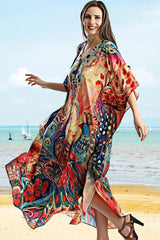 Beach Dress, Cover up Dress,, Red Peacock