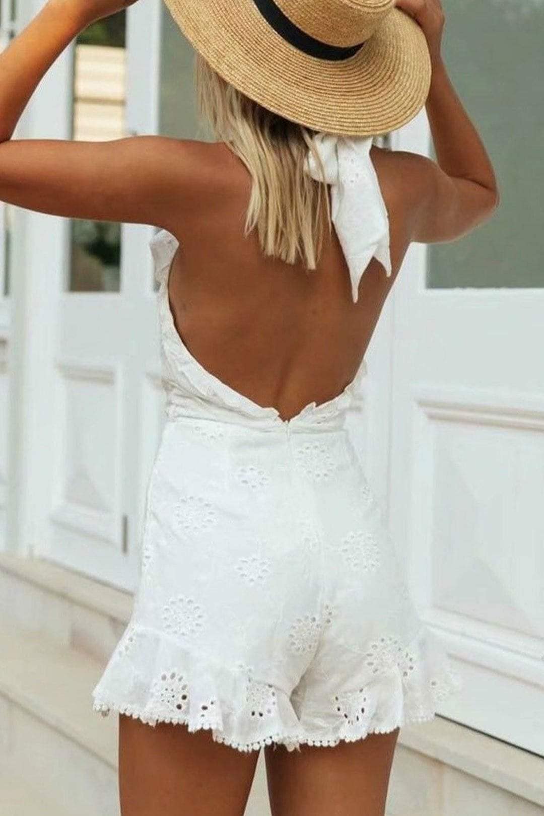 Boho Jumpsuit, Boho Romper, Playsuit, Wild Floral White Lace