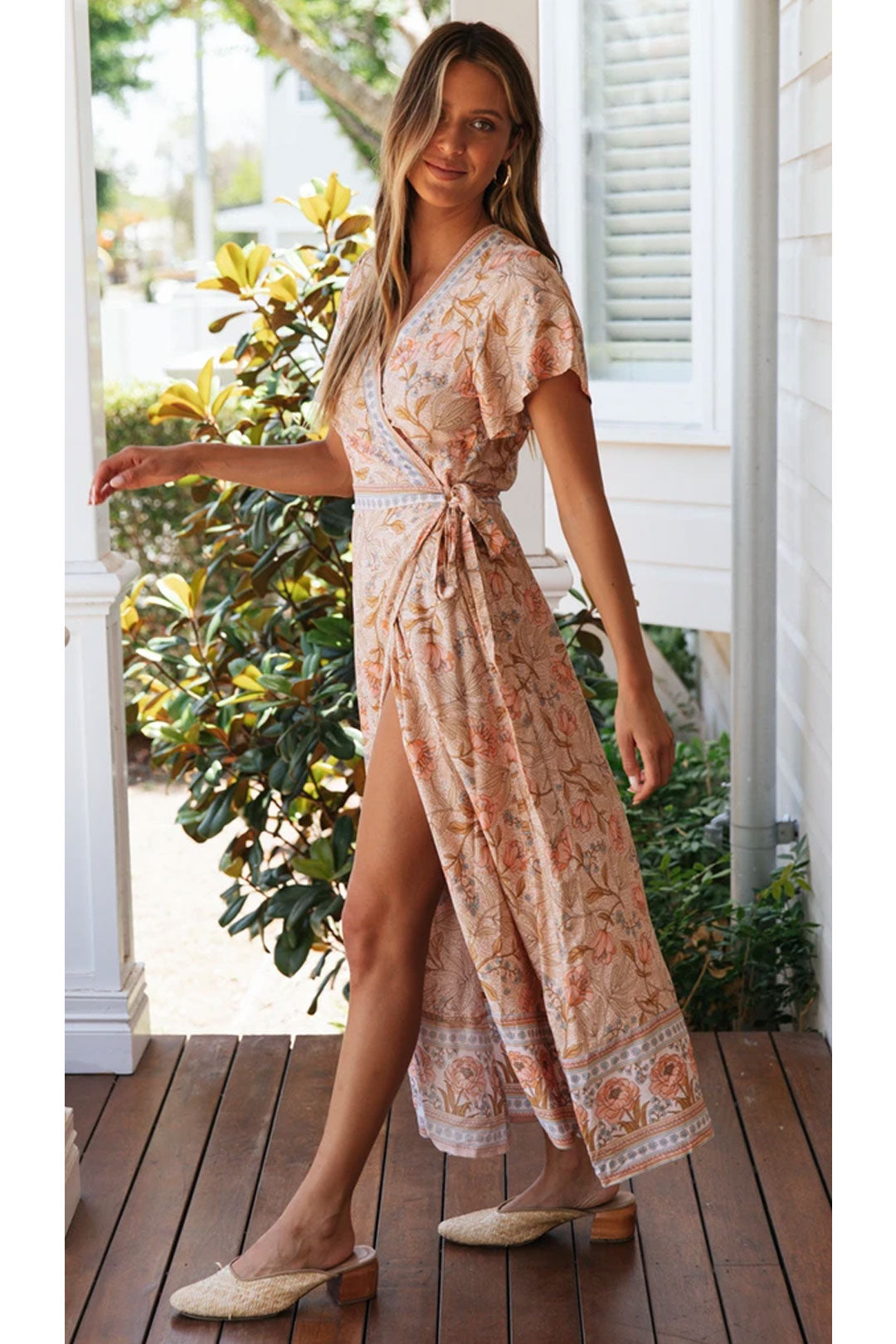 Boho Maxi Dress, Wild Rose Maya Blue