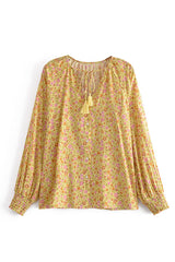 Boho Tops for Women, Boho Tops for Women, Boho Blouse, Yellow Sunshine Flower