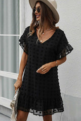 Boho Mini Dress Luna Black Polka Dot