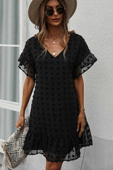 Boho Mini Dress Luna Black Polka Dot