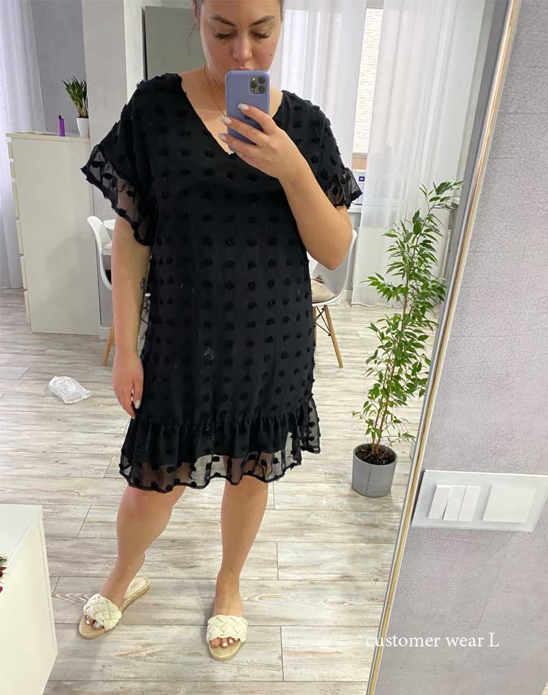 Boho Mini Dress Luna Black Polka Dot