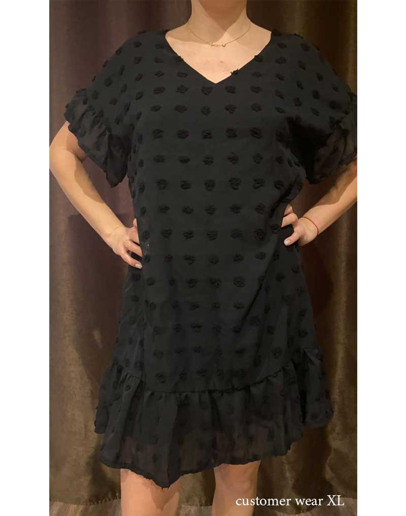 Boho Mini Dress Luna Black Polka Dot