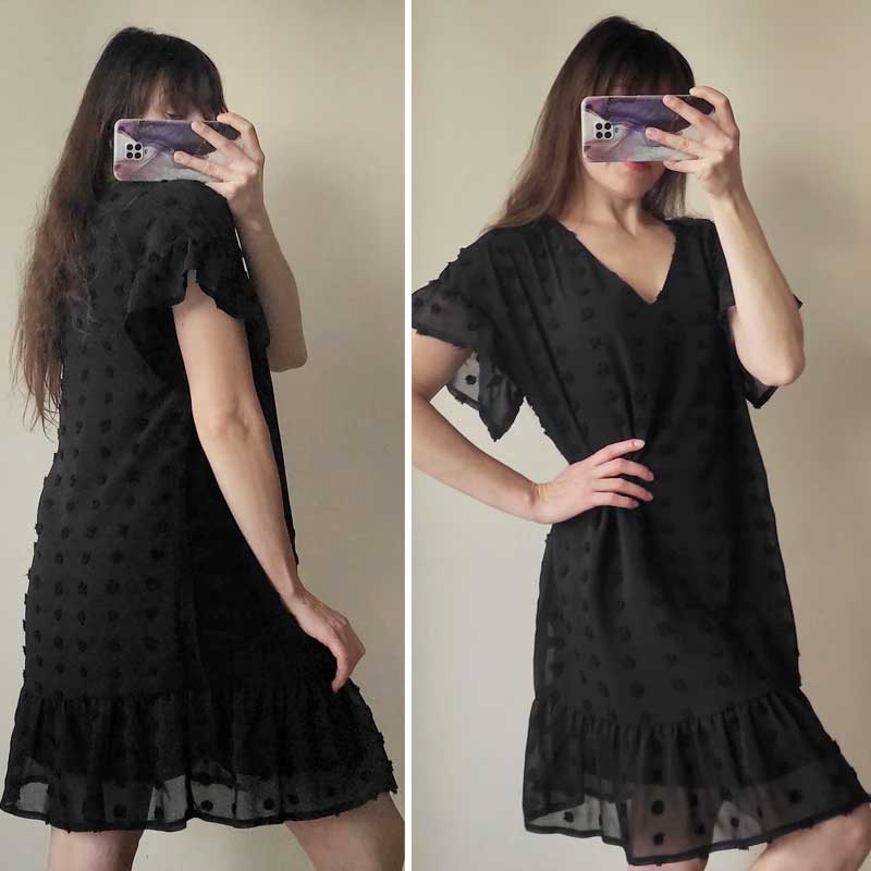 Boho Mini Dress Luna Black Polka Dot