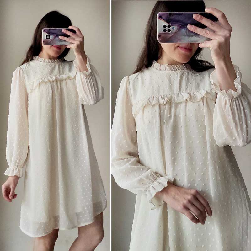 Boho Mini Dress Tunic Dress, Willow in Ivory