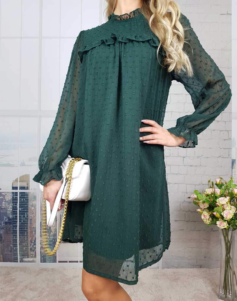 Boho Mini Dress Tunic Dress, Willow in Green