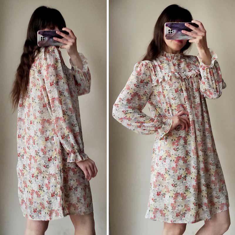 Boho Mini Dress Tunic Dress, Willow Floral in Apricot