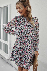 Boho Mini Dress Tunic Dress, Willow Floral in Black