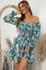 Boho Mini Dress Smock Dress,Stella Rose in Green