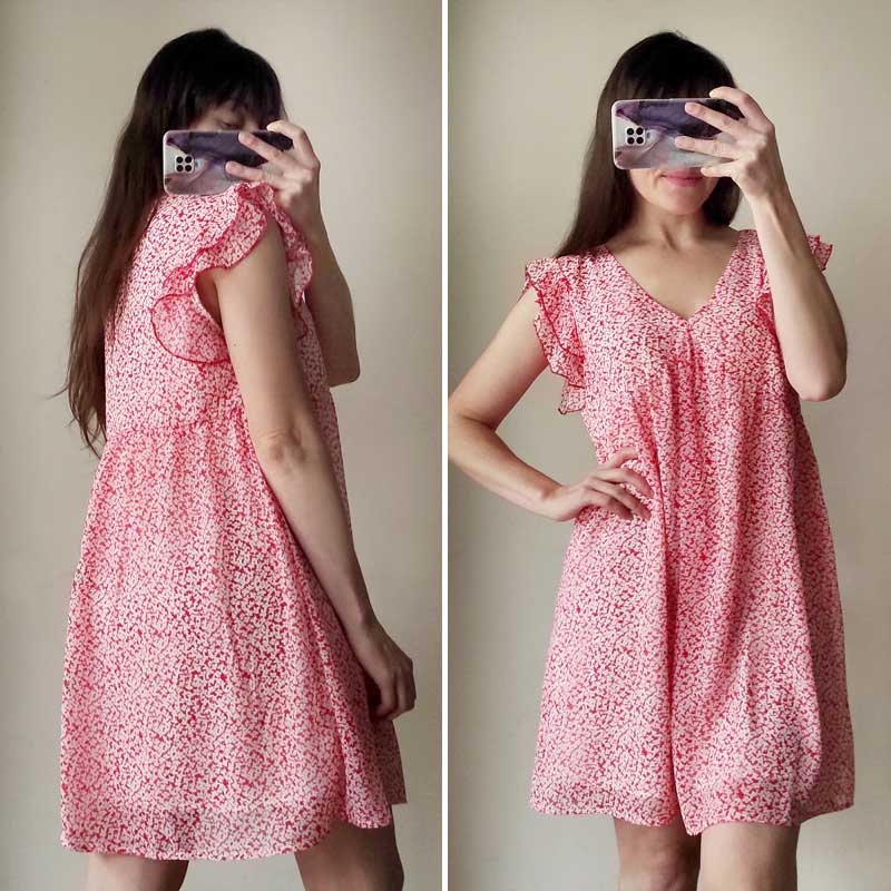 Boho Mini Dress Sundress, Ava in Pink