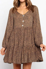 Boho Mini Dress Sundress, Brown Leopard