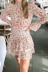 Boho Mini Dress Orange Vine Flower