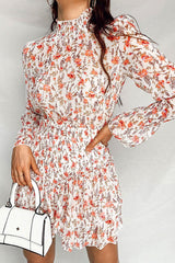 Boho Mini Dress Orange Vine Flower