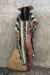 Beach Dress, Cover up Dress,, Kaftan Dress, Black Tie Dye Print