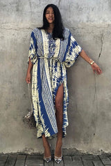 Beach Dress, Cover up Dress,, Kaftan Dress, Blue Tie Dye Print