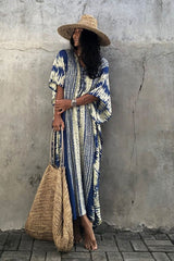 Beach Dress, Cover up Dress,, Kaftan Dress, Blue Tie Dye Print