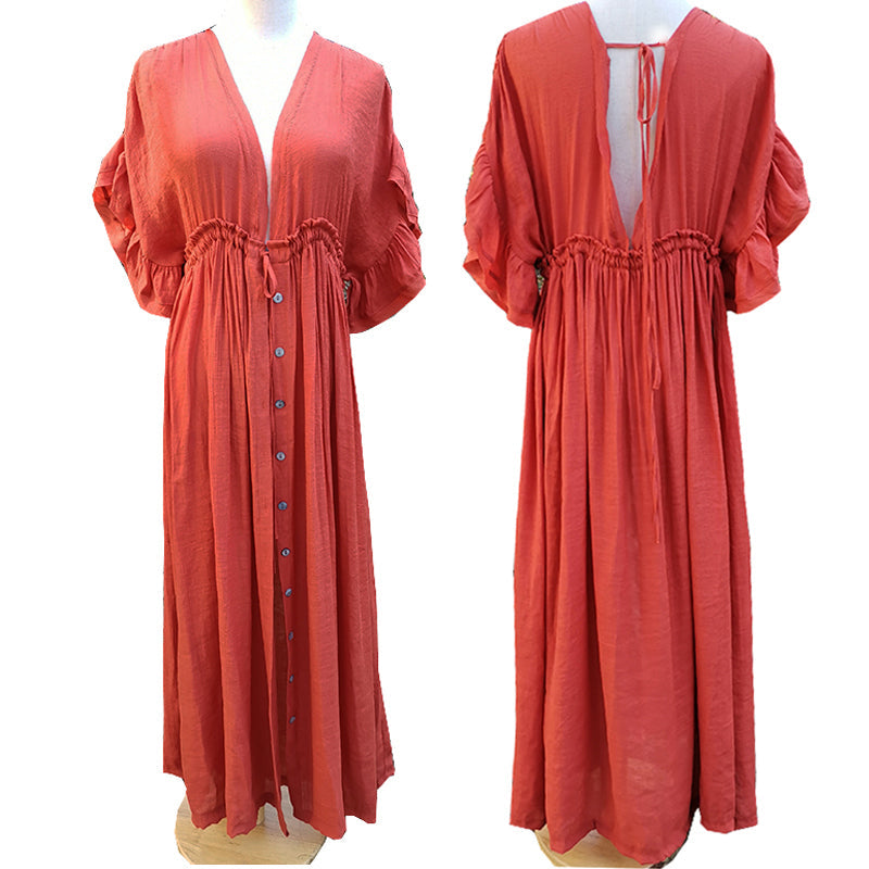 Beach Dress, Cover up Dress,, Boho Robe, Irma Gypsy in Black and Red