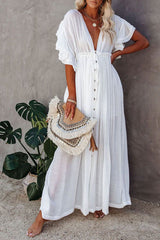 Beach Dress, Cover up Dress,, Boho Robe, Irma Gypsy in White and Green