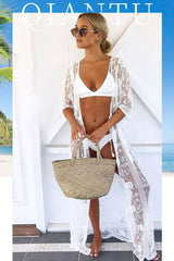 Beach Robe, Cover Up, Emilie in Black and White Lace