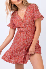 Boho Mini Dress Sundress, Malisa in Red