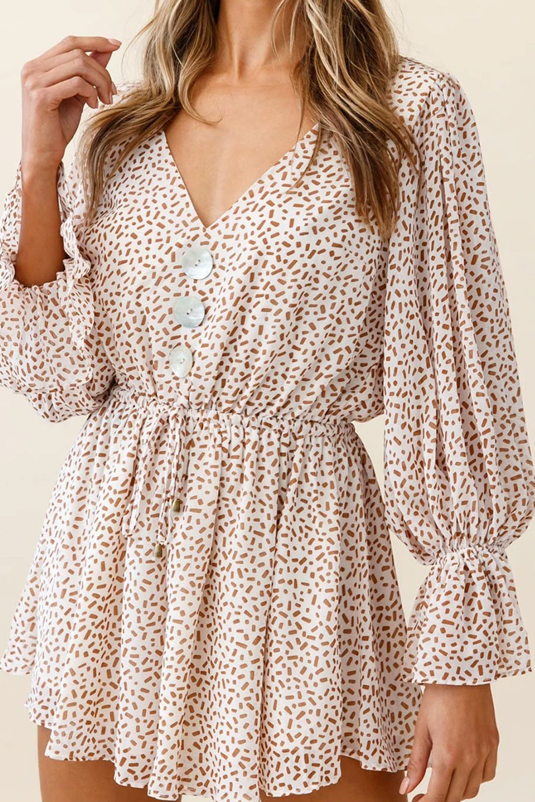 Boho Mini Dress Vintage Dress, Carole White Apricot