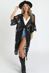 Beach Robe, Cover Up, Lace White and Black Annabelle