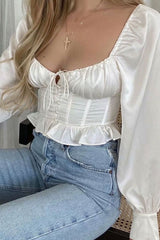 Boho Tops for Women, Boho Tops for Women, Boho Blouse, Vintage Crop Top, Smocked Blouse, Mary in White and Black