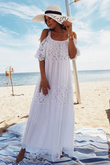 Beach Dress, Cover Up White Ruffle Nadia