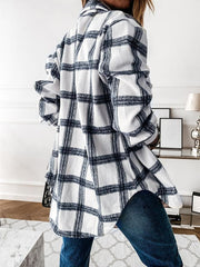 Retro Plaid Button Lapel Pocket Coat