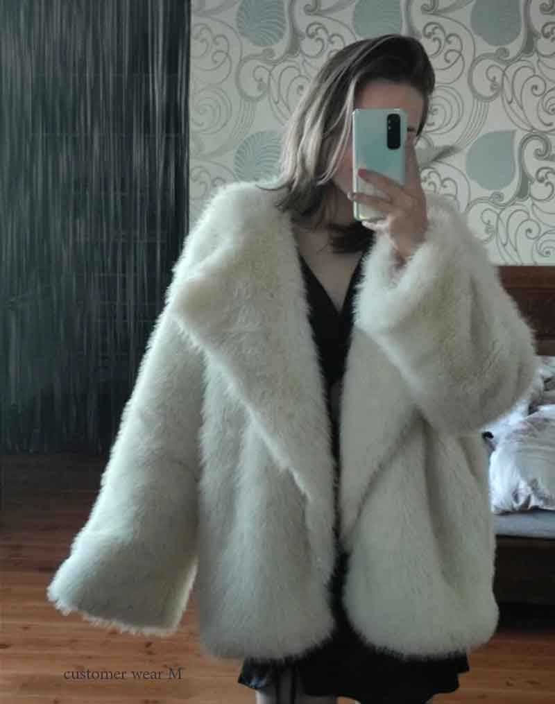 Boho Winter Coat, Fur Coat, Faux Fox Fur, Jolie in White