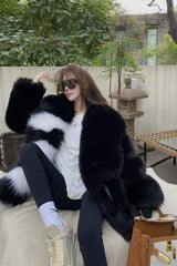 Winter Coat, Fur Coat, Faux Fur Coat, Fur Jacket, Mink Striped Black