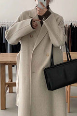 Winter Coat, Wool Coat, Long Wool Coat Women, Robe Coat Patrin in Beige