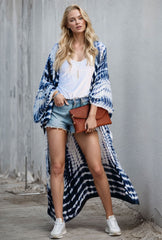 Beach Robe - Boho Robe - Summer Chic Cover-Up with Tie Dye Ausha Blue