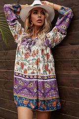 Boho Mini Dress Tunic Dress, Gerbil in Purple