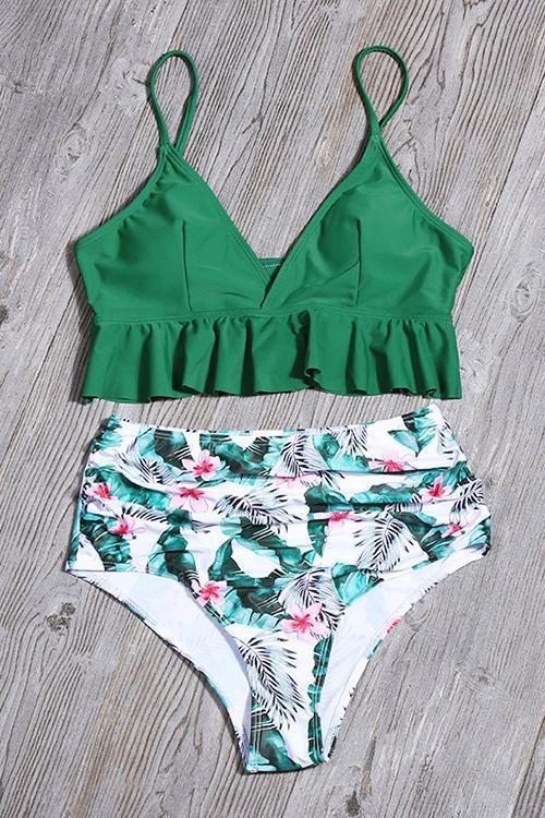 Ruffles High Waist Bikini Set