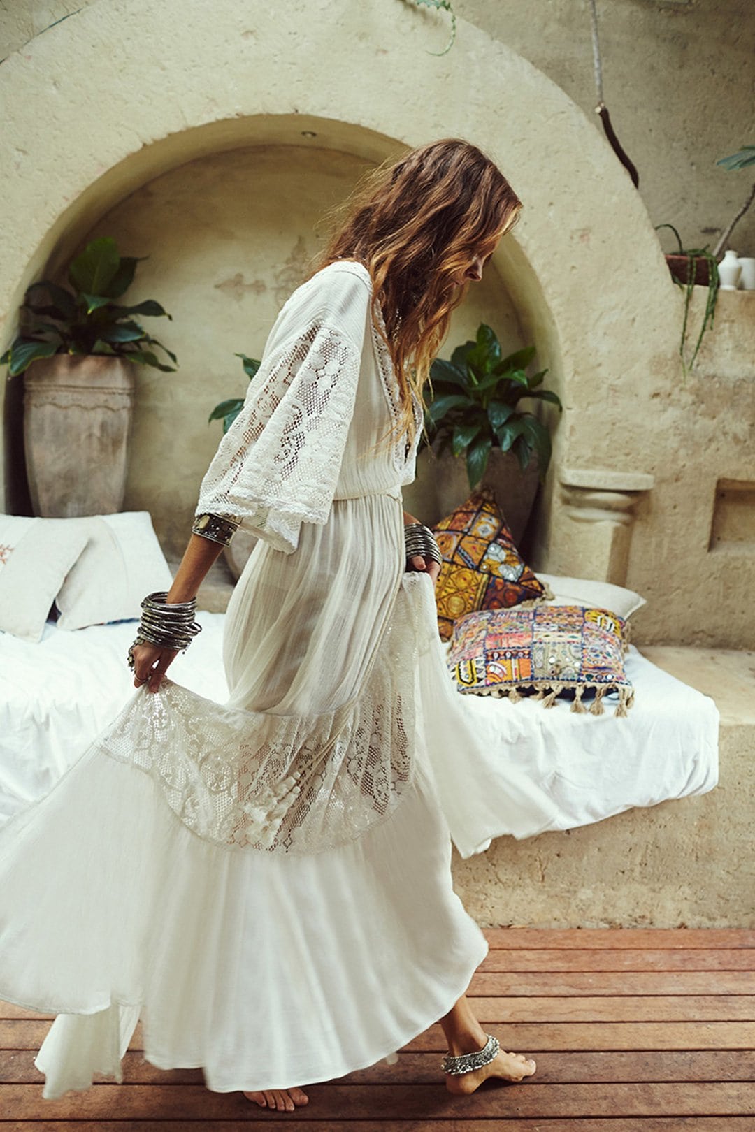 Beach Dress, Cover up Dress,, Maxi Boho Dress, White Lace Sophia