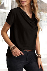 Casual Daily Solid Asymmetrical U Neck T-Shirts