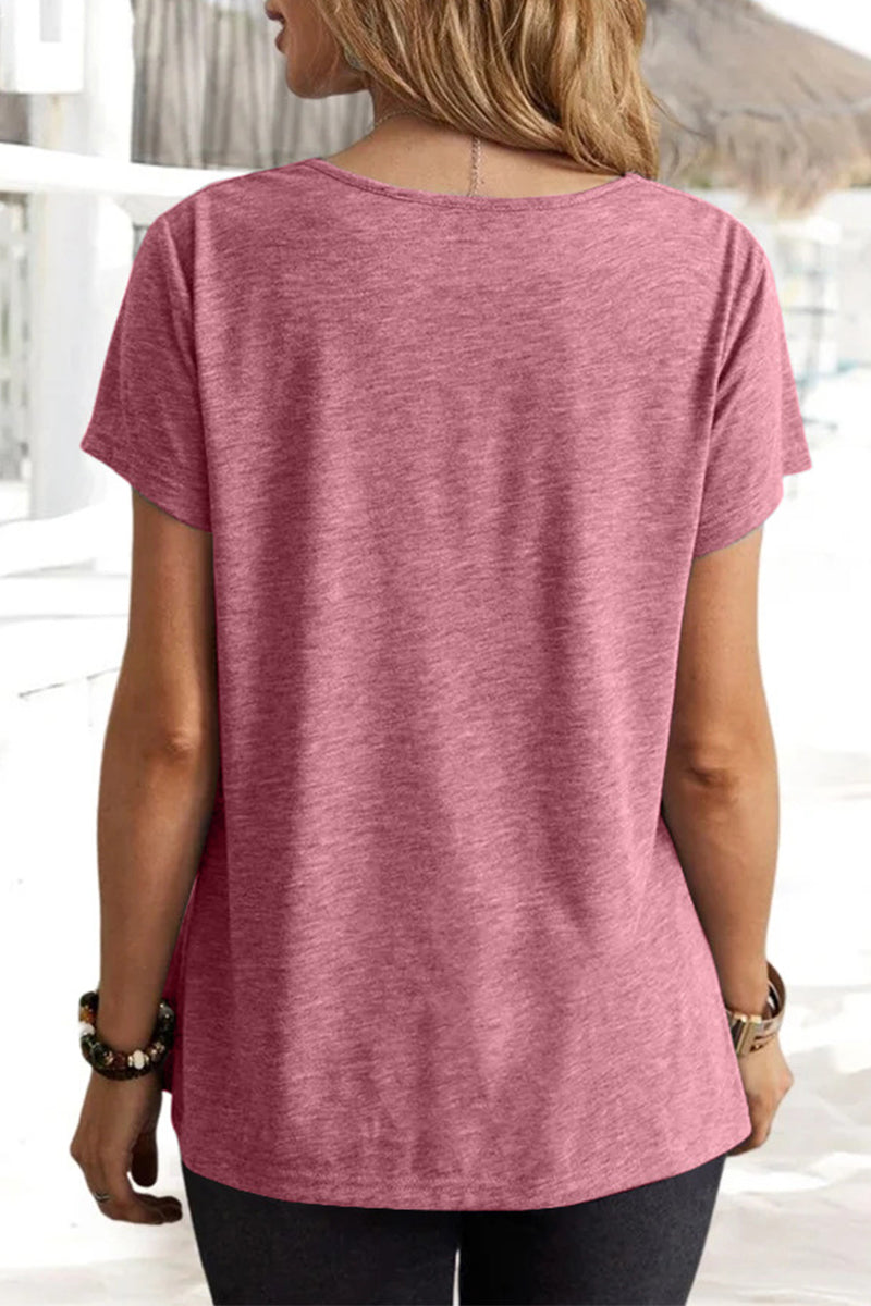 Casual Daily Solid Asymmetrical U Neck T-Shirts