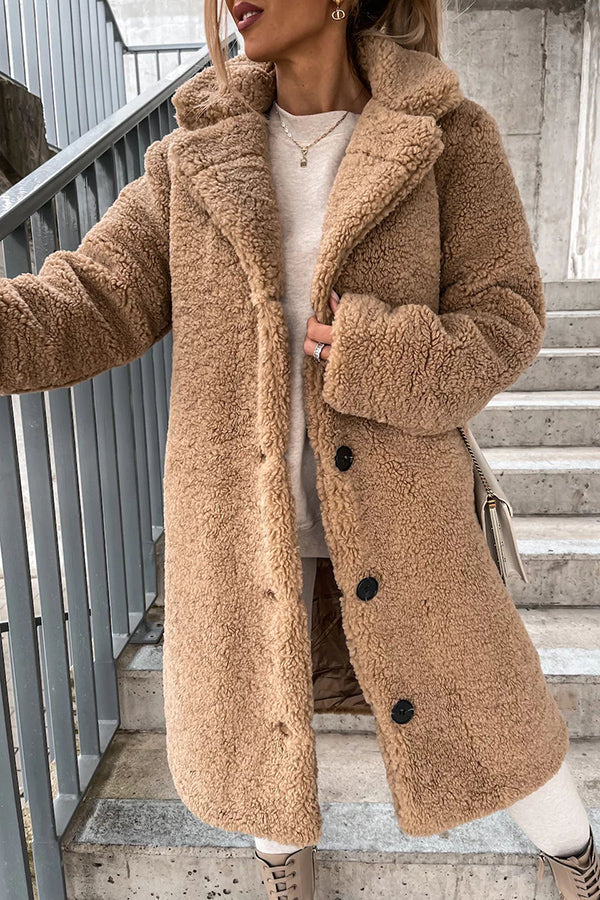 S'mores and Cozy Button Down Pocketed Teddy Coat