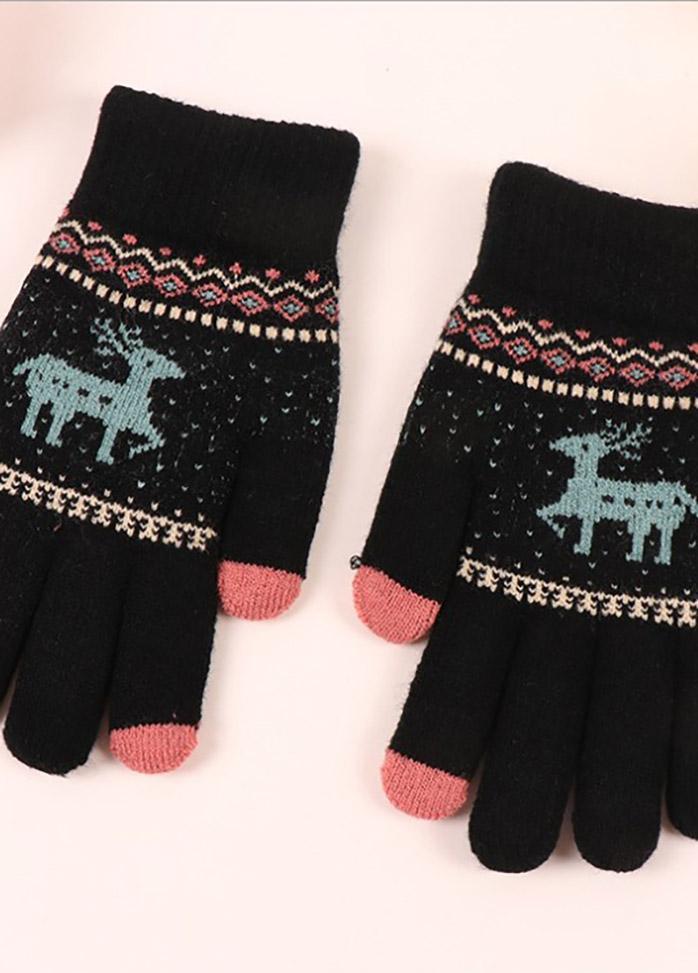 Cartoon Elk Pattern Gloves