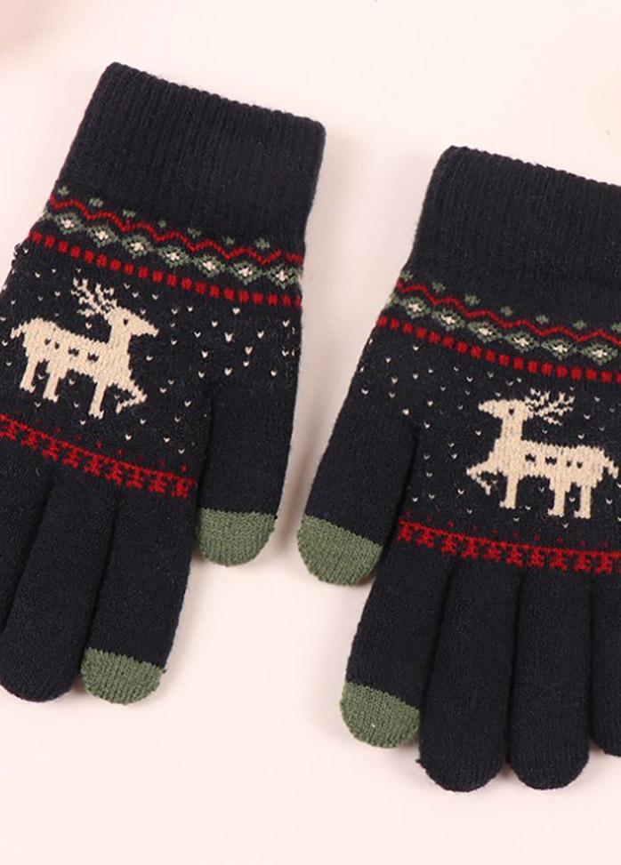 Cartoon Elk Pattern Gloves