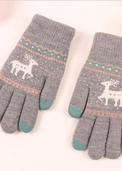 Cartoon Elk Pattern Gloves