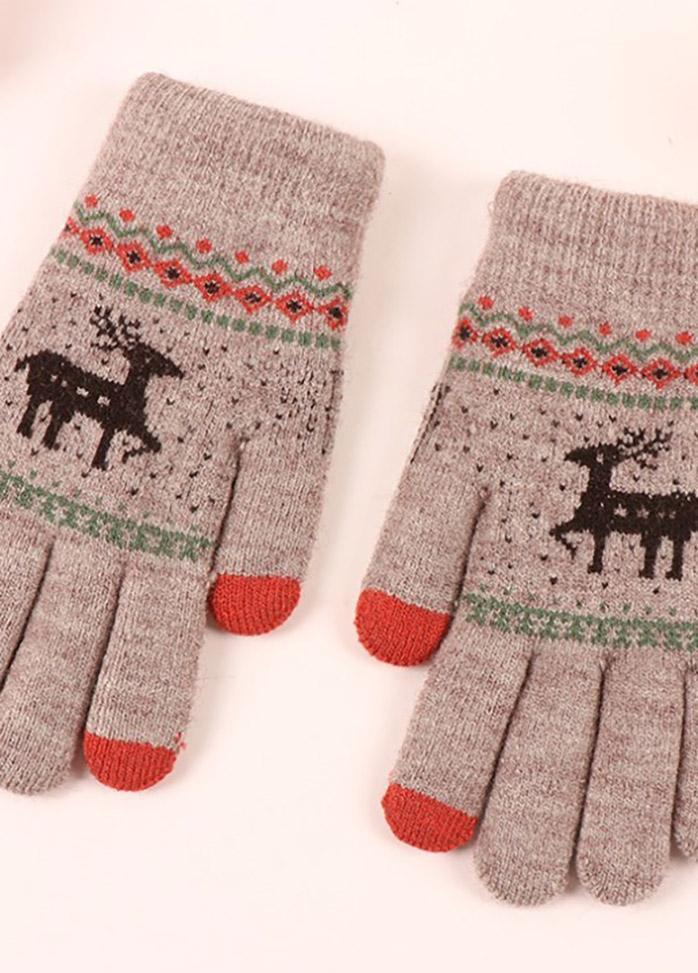 Cartoon Elk Pattern Gloves