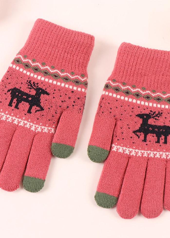 Cartoon Elk Pattern Gloves