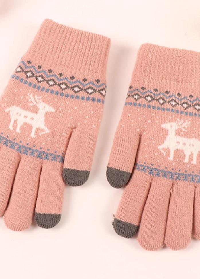 Cartoon Elk Pattern Gloves