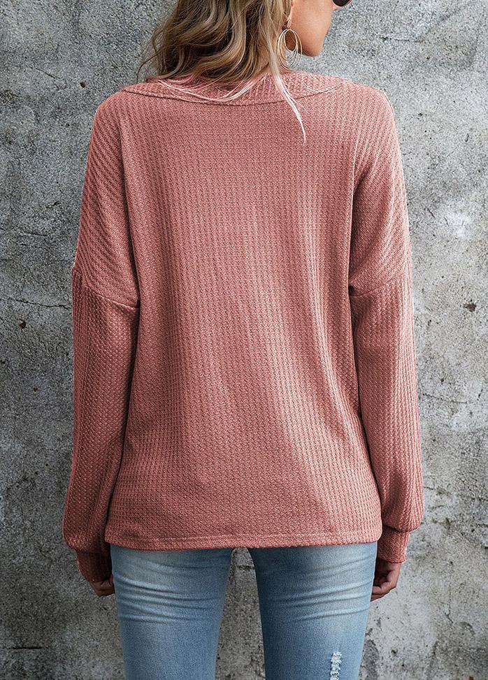 Button V Neck Long Sleeve Shirt