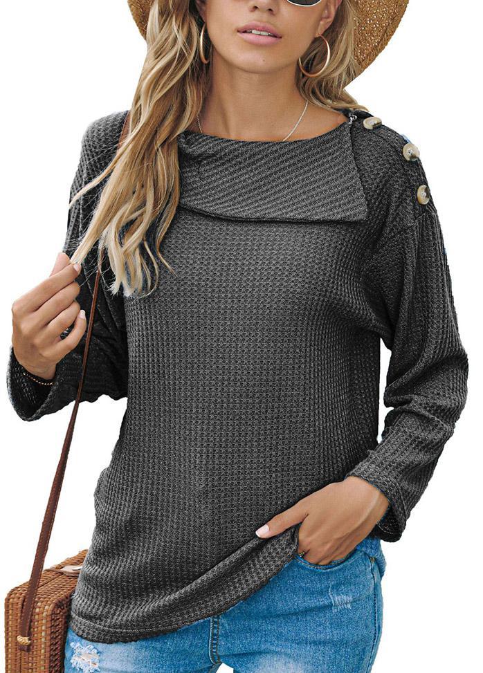 Button Long Sleeve Round Neck Shirt