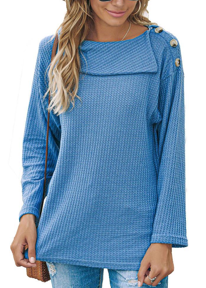 Button Long Sleeve Round Neck Shirt