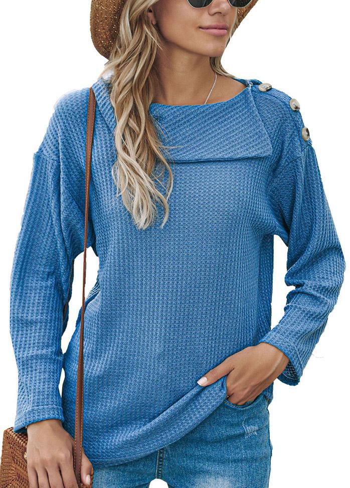 Button Long Sleeve Round Neck Shirt